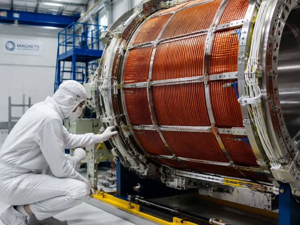 En supraledande magnetspole inspekteras. Nya högtemperatursupraledare har gjort starkare magnetfält – och mindre reaktorer – möjliga.