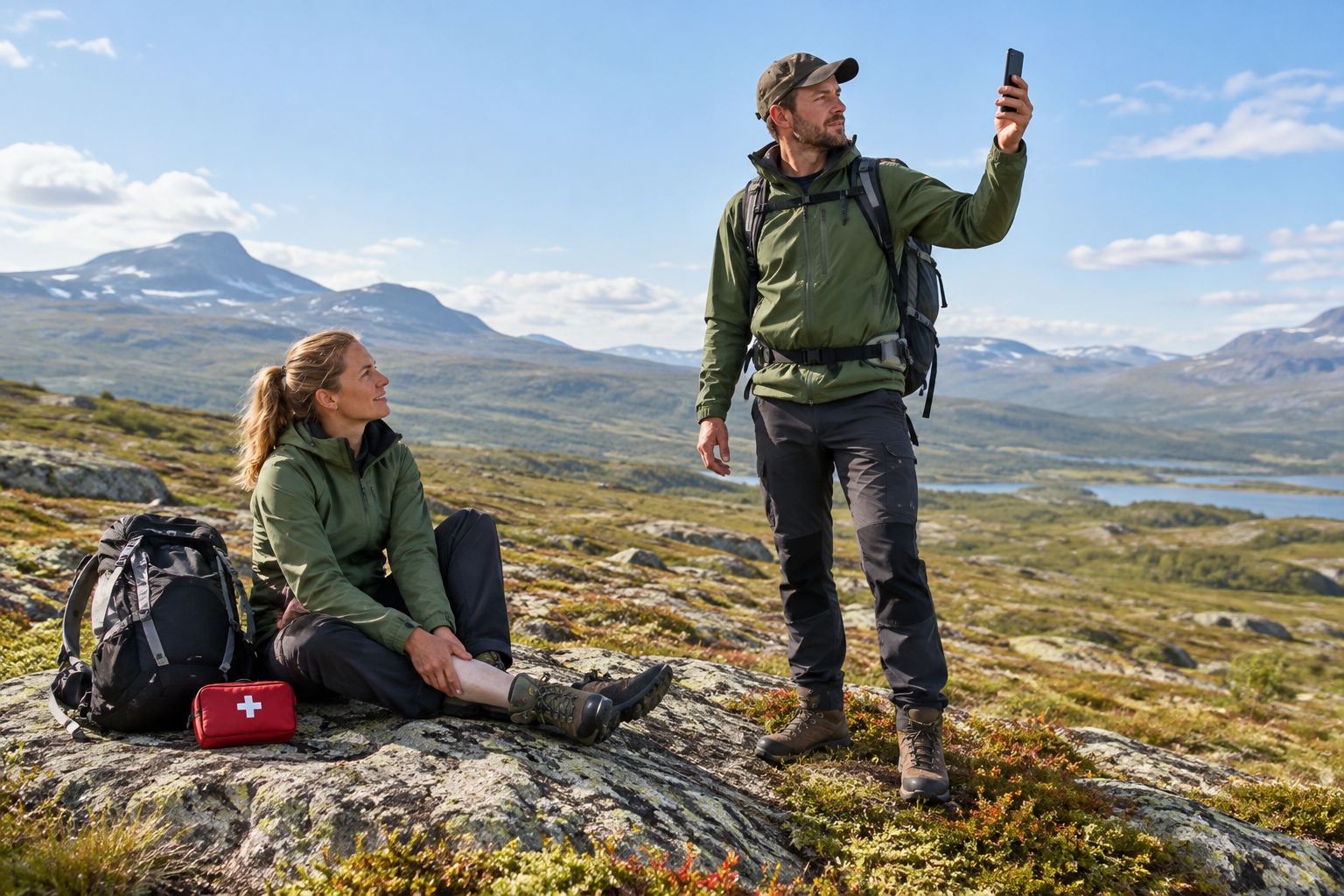 Med rätt telefon och tjänst kan ett kort nödmeddelande och en position skickas via satellit när mobilnätet saknas. Fri sikt mot himlen är viktig för förbindelsen. Bilden är en illustration.